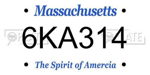 6KA314 Massachusetts License Plate