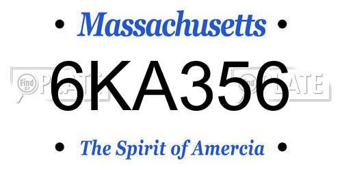 6KA356 Massachusetts License Plate