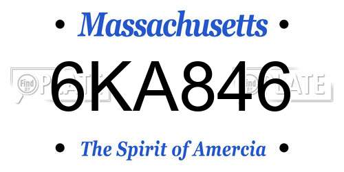 6KA846 Massachusetts License Plate
