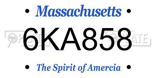 6KA858 Massachusetts License Plate