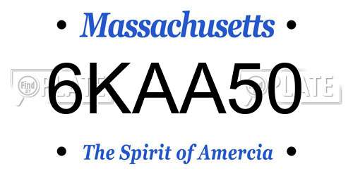6KAA50 Massachusetts License Plate