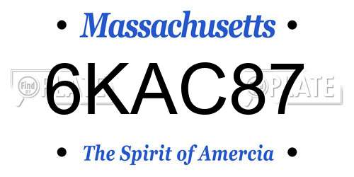 6KAC87 Massachusetts License Plate