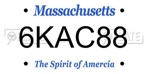 6KAC88 Massachusetts License Plate