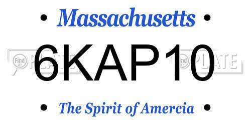 6KAP10 Massachusetts License Plate