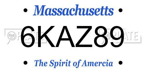 6KAZ89 Massachusetts License Plate