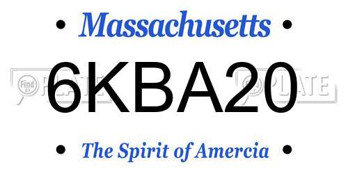 6KBA20 Massachusetts License Plate