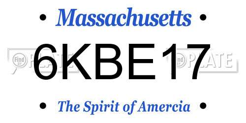 6KBE17 Massachusetts License Plate