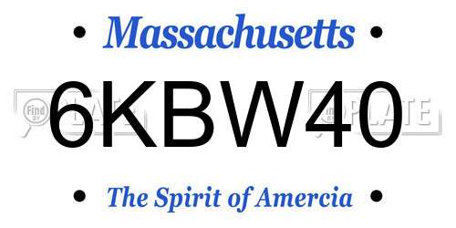 6KBW40 Massachusetts License Plate