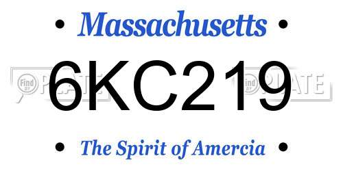 6KC219 Massachusetts License Plate