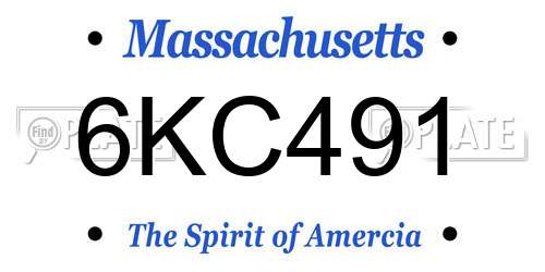 6KC491 Massachusetts License Plate
