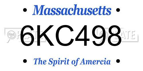 6KC498 Massachusetts License Plate