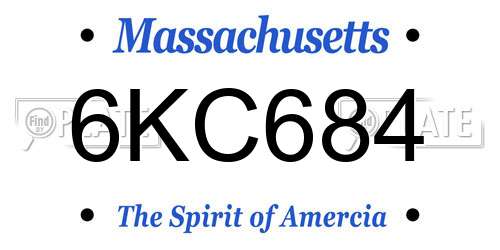 6KC684 Massachusetts License Plate