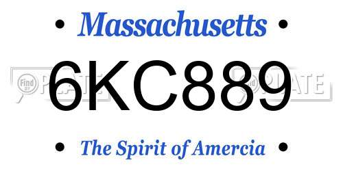 6KC889 Massachusetts License Plate
