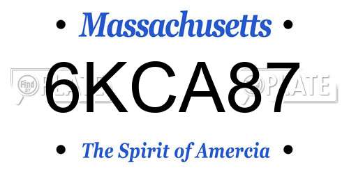 6KCA87 Massachusetts License Plate