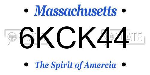 6KCK44 Massachusetts License Plate