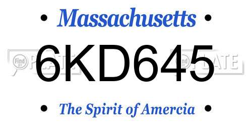 6KD645 Massachusetts License Plate