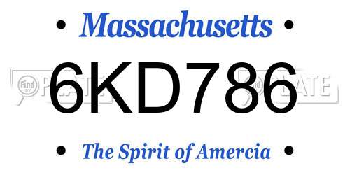 6KD786 Massachusetts License Plate