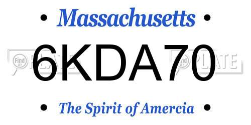 6KDA70 Massachusetts License Plate