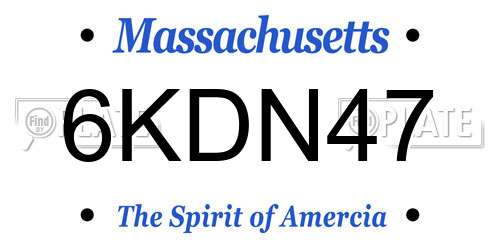 6KDN47 Massachusetts License Plate