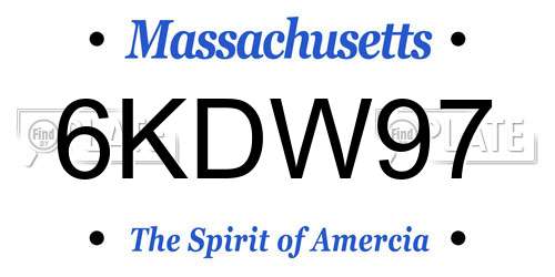 6KDW97 Massachusetts License Plate