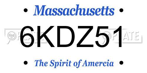 6KDZ51 Massachusetts License Plate
