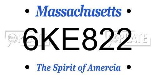 6KE822 Massachusetts License Plate