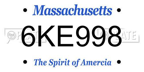 6KE998 Massachusetts License Plate