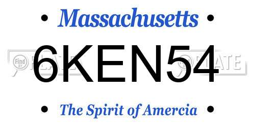 6KEN54 Massachusetts License Plate