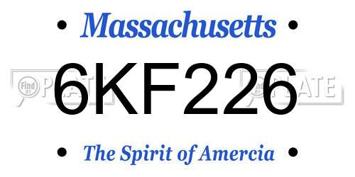 6KF226 Massachusetts License Plate