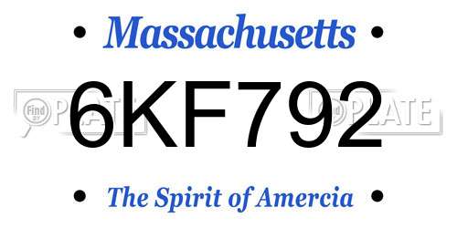 6KF792 Massachusetts License Plate
