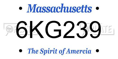 6KG239 Massachusetts License Plate