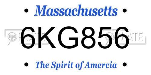 6KG856 Massachusetts License Plate