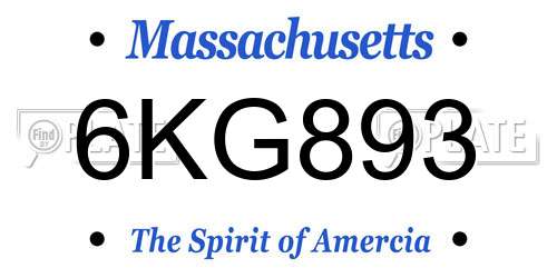 6KG893 Massachusetts License Plate