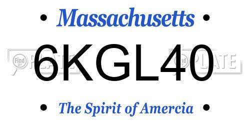 6KGL40 Massachusetts License Plate