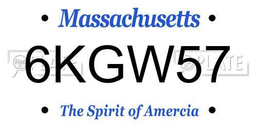 6KGW57 Massachusetts License Plate