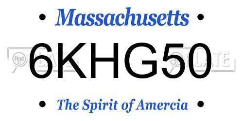 6KHG50 Massachusetts License Plate
