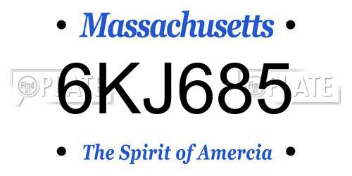 6KJ685 Massachusetts License Plate