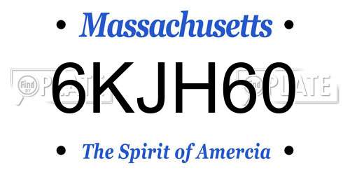 6KJH60 Massachusetts License Plate