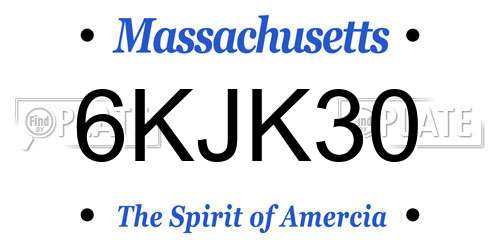 6KJK30 Massachusetts License Plate