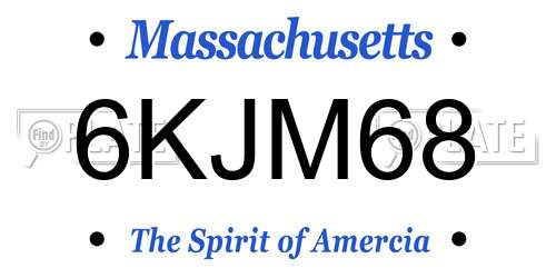 6KJM68 Massachusetts License Plate