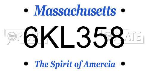 6KL358 Massachusetts License Plate