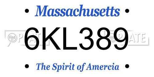 6KL389 Massachusetts License Plate