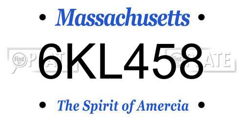 6KL458 Massachusetts License Plate