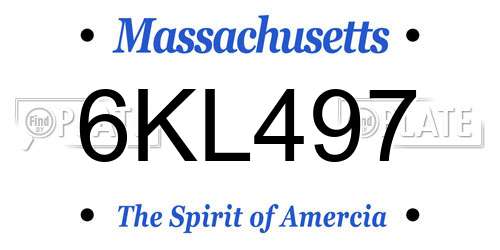 6KL497 Massachusetts License Plate