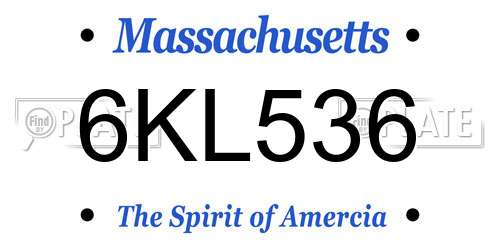 6KL536 Massachusetts License Plate