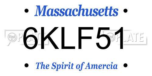 6KLF51 Massachusetts License Plate