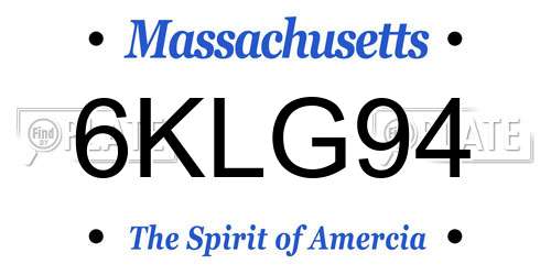 6KLG94 Massachusetts License Plate