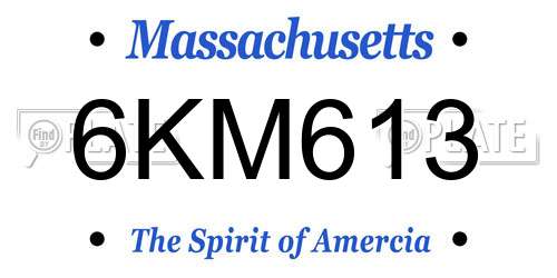 6KM613 Massachusetts License Plate