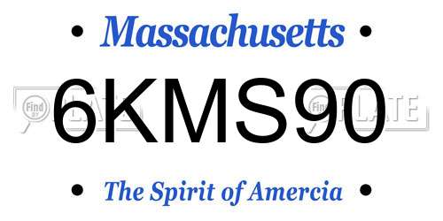 6KMS90 Massachusetts License Plate