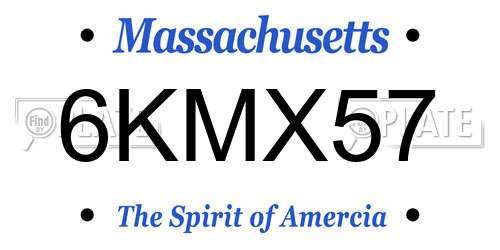 6KMX57 Massachusetts License Plate